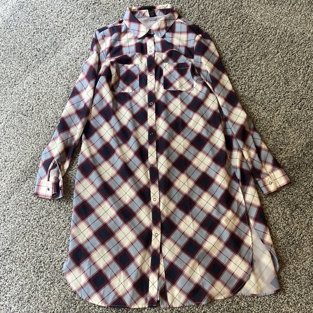 PRANA Women’s Plaid Shirtdress Size XS